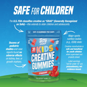 Gummies de créatine TASTY GAINS avec une cuillère à côté