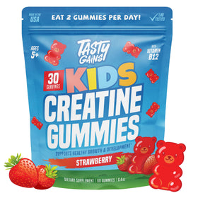 Gummies de créatine TASTY GAINS front view avec emballage fraise