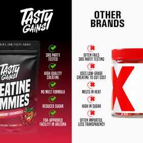 Gummies de Créatine TASTY GAINS montrant la texture du bonbon
