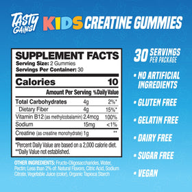 Gummies de créatine TASTY GAINS montrant la texture du produit