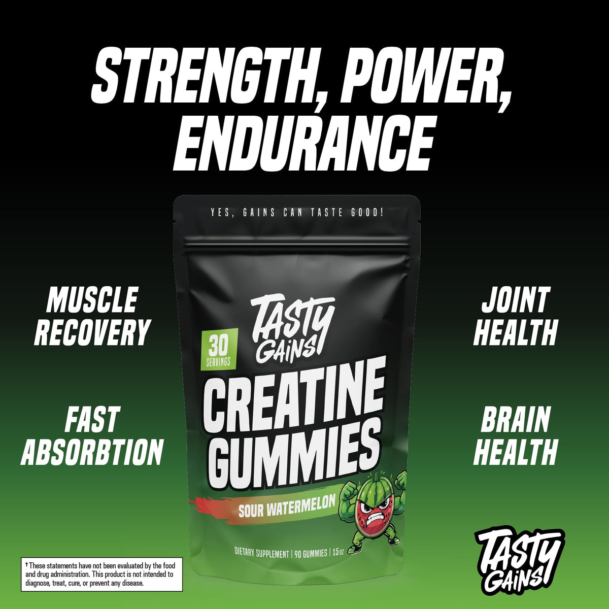 Gummies de Créatine TASTY GAINS, présentation sur une table