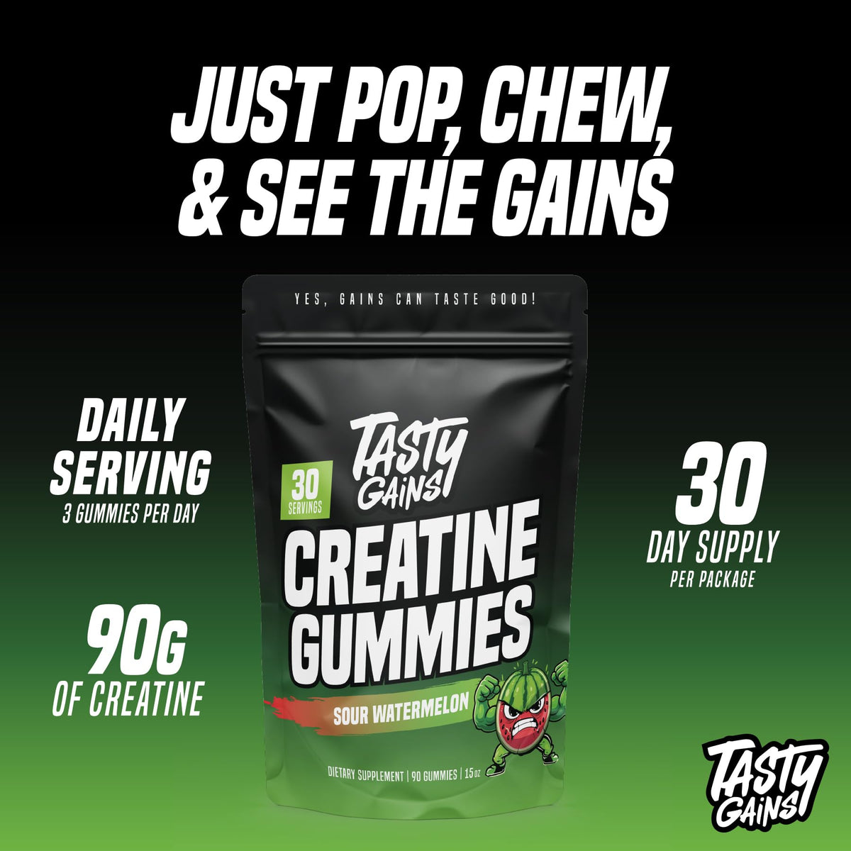 Gummies de Créatine TASTY GAINS, prise en main avec plusieurs gummies