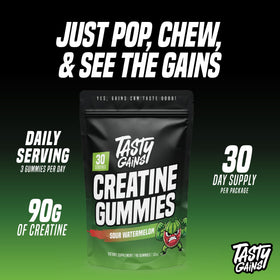Gummies de Créatine TASTY GAINS, prise en main avec plusieurs gummies