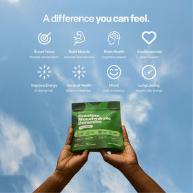 Gummies de créatine VYBRANCE LABS ouvertes, montrant leur couleur verte