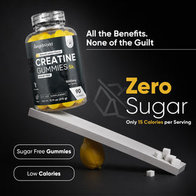 Gummies de créatine WeightWorld, flacon ouvert avec gummies visibles