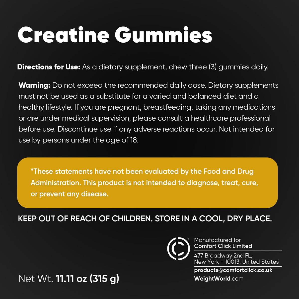 Gummies de créatine WeightWorld, gummies en forme de citron