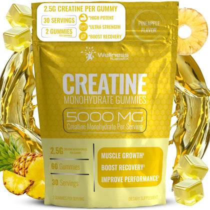 Gummies de créatine WELLNESS LABSRX au goût ananas, vue de face