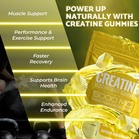Gummies de créatine WELLNESS LABSRX, une portion dans la main
