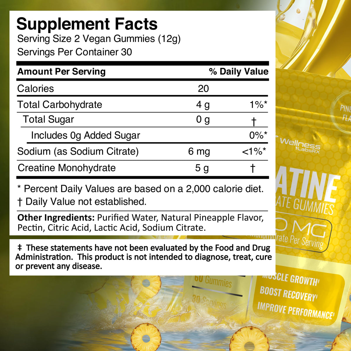 Gummies de créatine WELLNESS LABSRX, vue de dessus