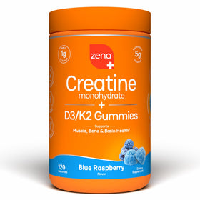 Gummies de Créatine Zena Nutrition devant avec emballage bleu framboise