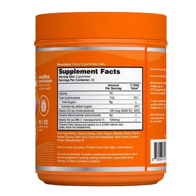 Gummies de Créatine Zena Nutrition montrant les gummies individuels