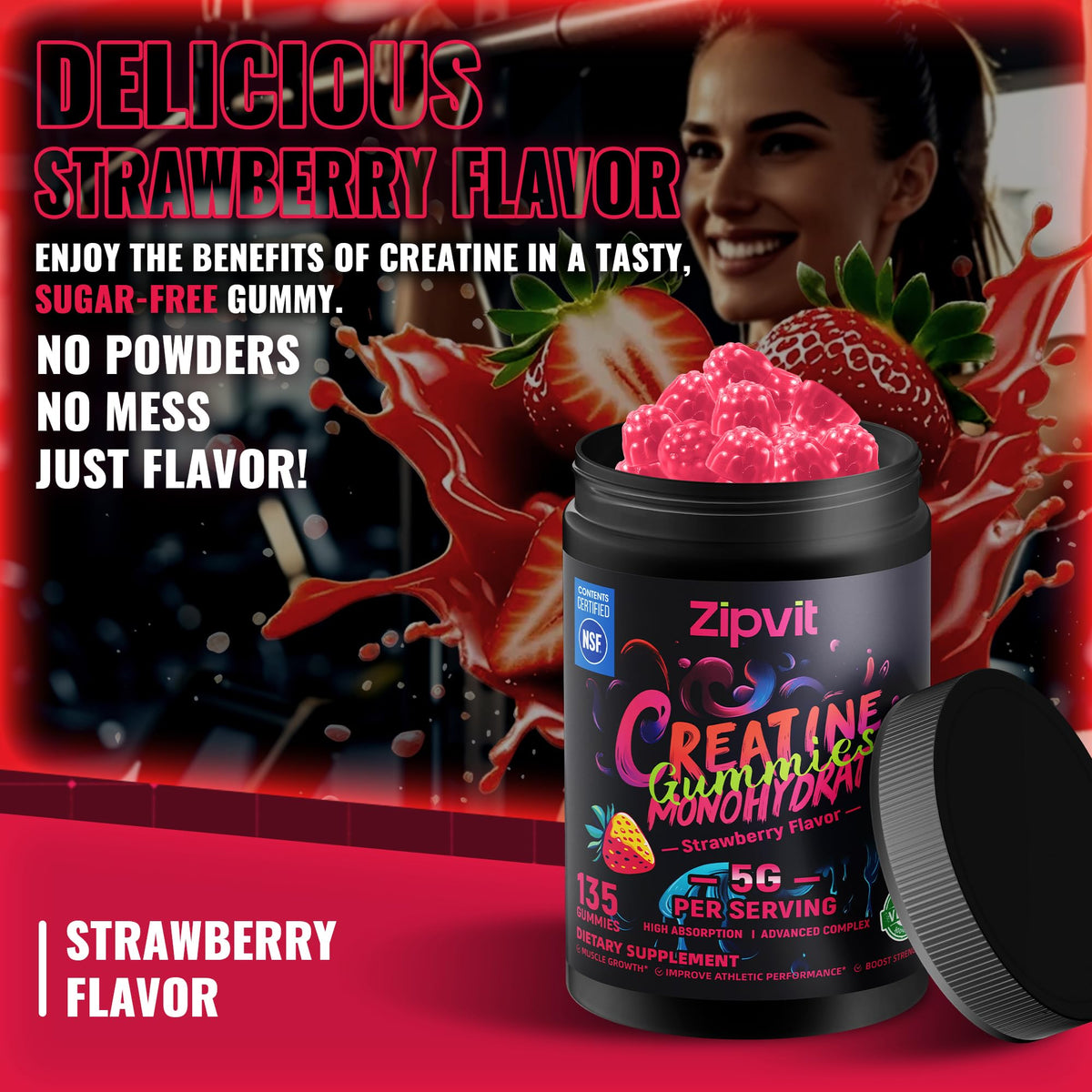 gummies de créatine zipvit sur une table