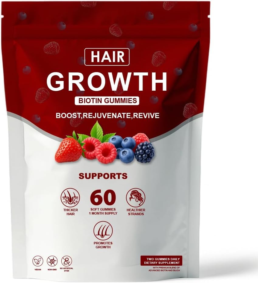Gummies de croissance capillaire Shwfhi avec Biotine et emballage