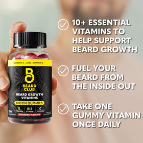 Gummies de croissance de barbe à la biotine The Beard Club avec fraises
