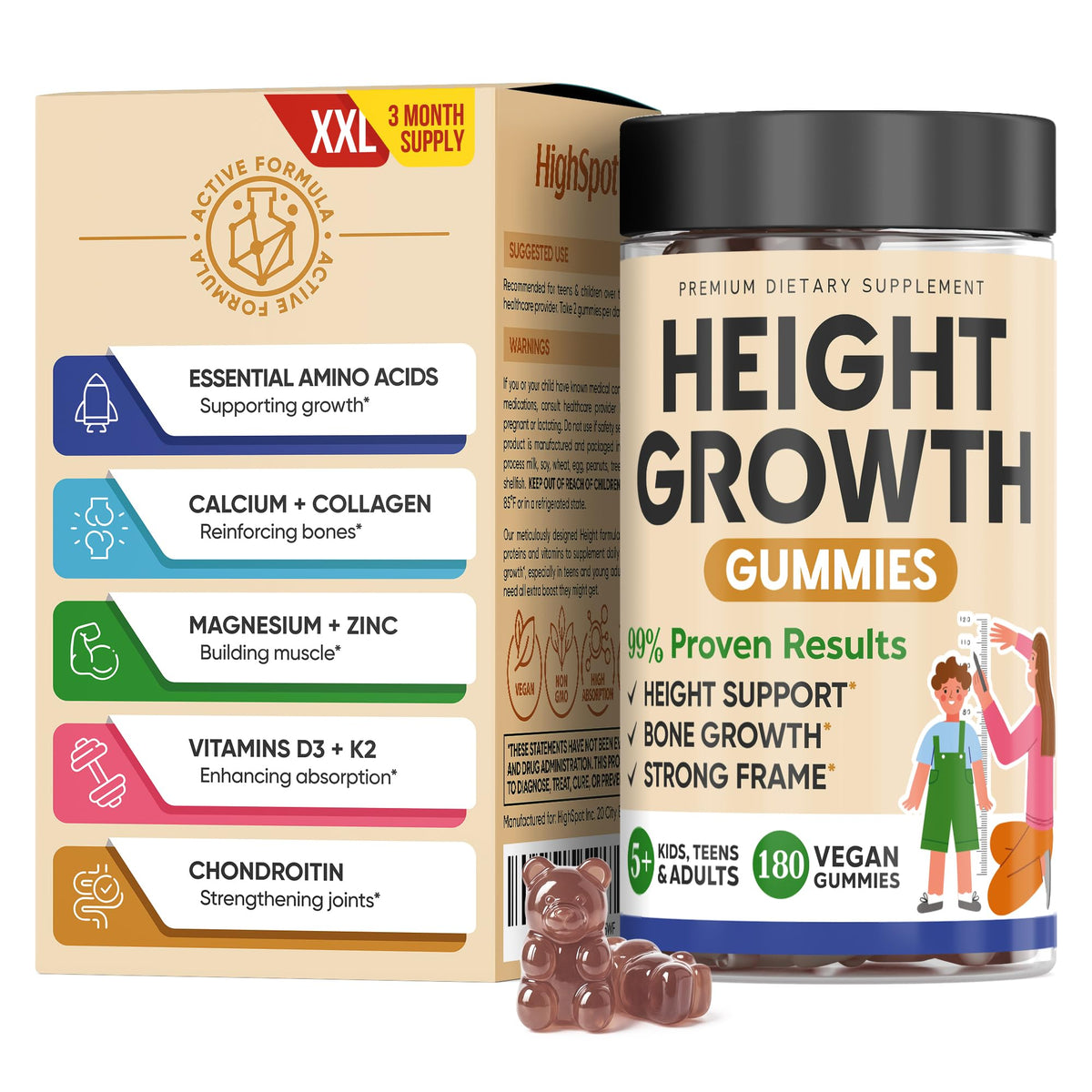 Gummies de croissance HighSpot en pot, couleur orange