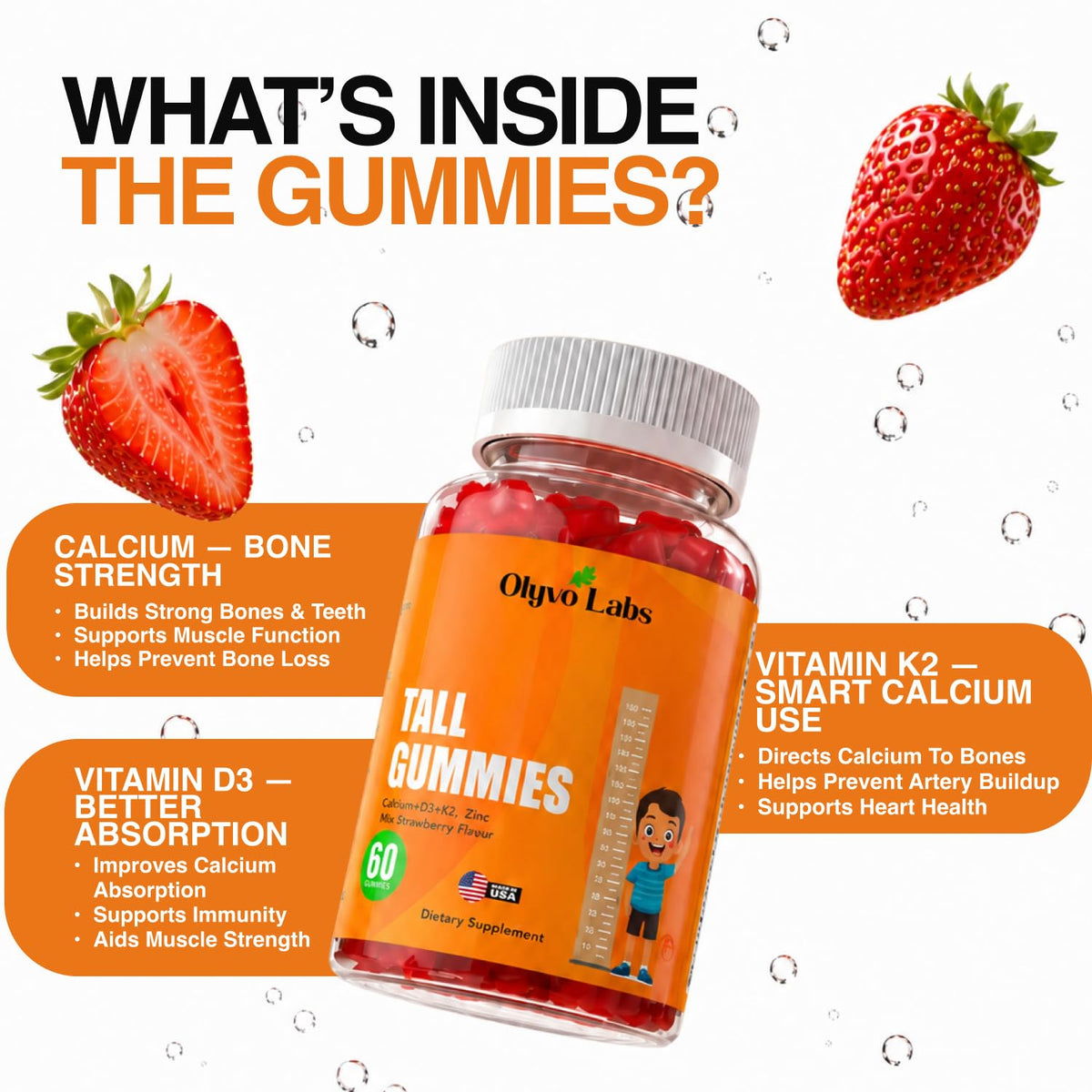 Gummies de croissance Olyvo Labs, présentation de la portion recommandée