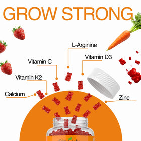 Gummies de croissance Olyvo Labs, vue de côté montrant la texture