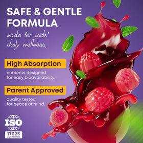Gummies de croissance sur une table, présentées avec des fruits frais