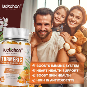 Gummies de curcuma et gingembre LUCKCHAN en gros plan