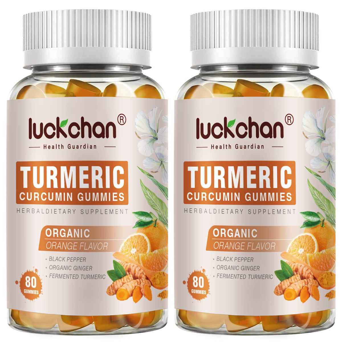 Gummies de curcuma et gingembre LUCKCHAN en paquet avant
