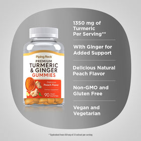 Gummies de Curcuma et Gingembre Piping Rock, gros plan sur la texture
