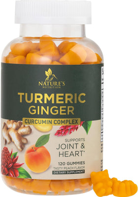 Gummies de curcuma Nature's Nutrition, 120 gummies au goût pêche