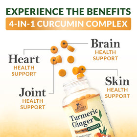 Gummies de curcuma Nature's Nutrition avec une coupe de fruit