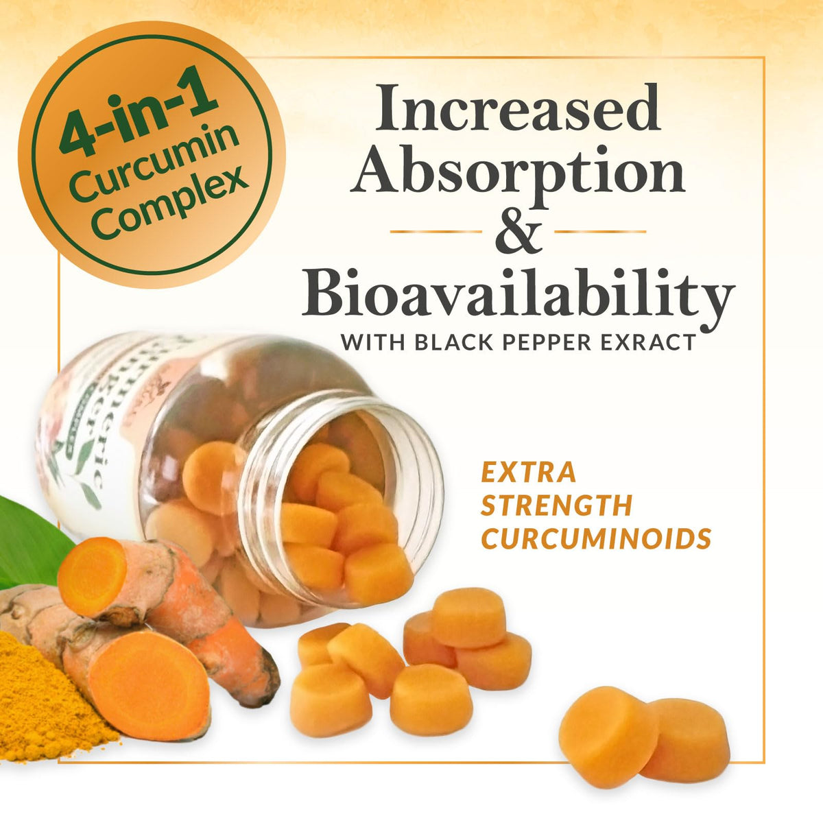 Gummies de curcuma Nature's Nutrition en gros plan