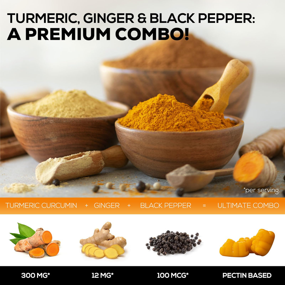 Gummies de curcuma Nature's Nutrition, présentation des gummies
