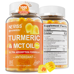 Gummies de curcuma NEVISS en boîte, vue de face