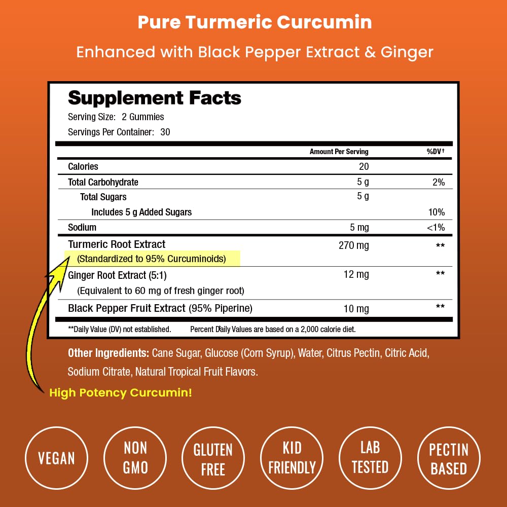 Gummies de curcuma NutraChamps montrant la texture et la couleur