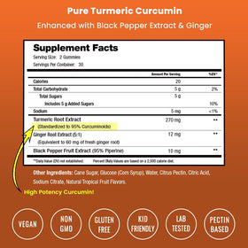 Gummies de curcuma NutraChamps montrant la texture et la couleur