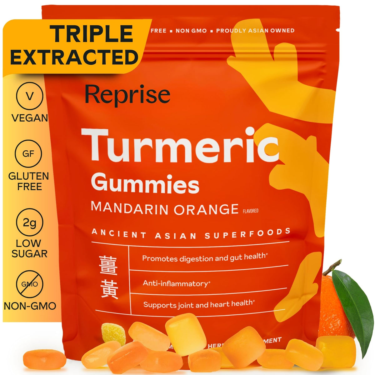 Gummies de curcuma Reprise 240mg en boîte, vue de face