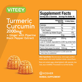 Gummies de curcuma Viteey avec étiquette Kosher