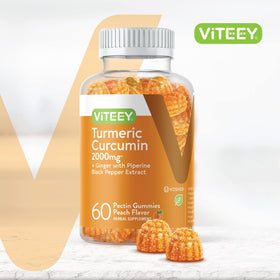 Gummies de curcuma Viteey avec saveur de pêche