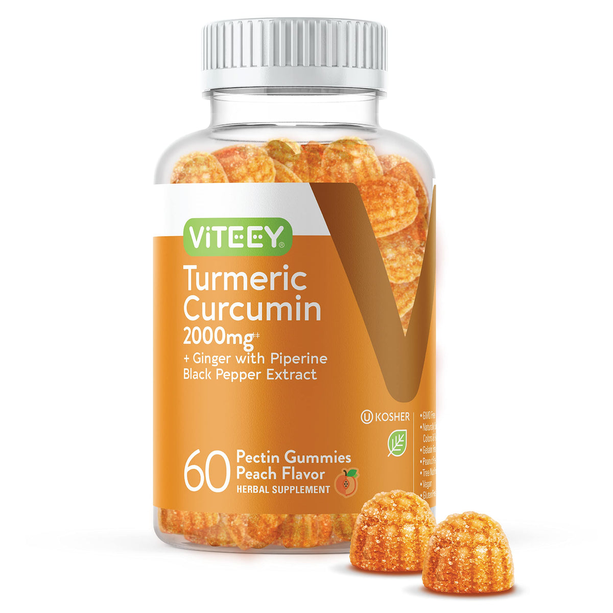 Gummies de curcuma Viteey en pot de 60 pièces