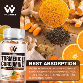 Gummies de curcuma WACHRAY ouvertes avec quelques gummies visibles
