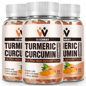 Gummies de curcuma WACHRAY paquet de 3 avec étiquette