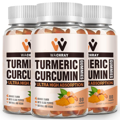 Gummies de curcuma WACHRAY paquet de 3 avec étiquette