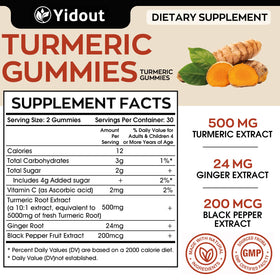 Gummies de Curcuma Yidout avec étiquette et ingrédients
