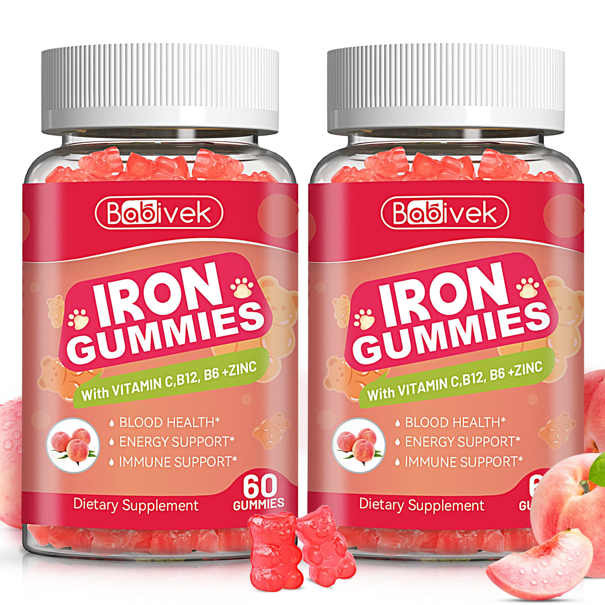 Gummies de fer Babivek 120 unités, vue avant du flacon