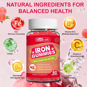 Gummies de fer Babivek, flacon ouvert montrant les gummies à l'intérieur