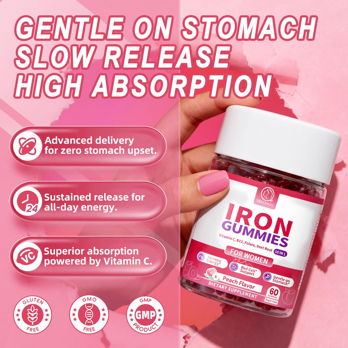 Gummies de fer BBEEAAUU avec une cuillère pour dosage