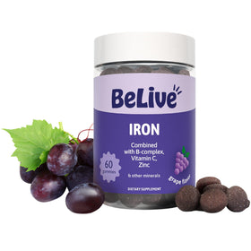 Gummies de fer BeLive, 60 Ct, vue avant avec emballage