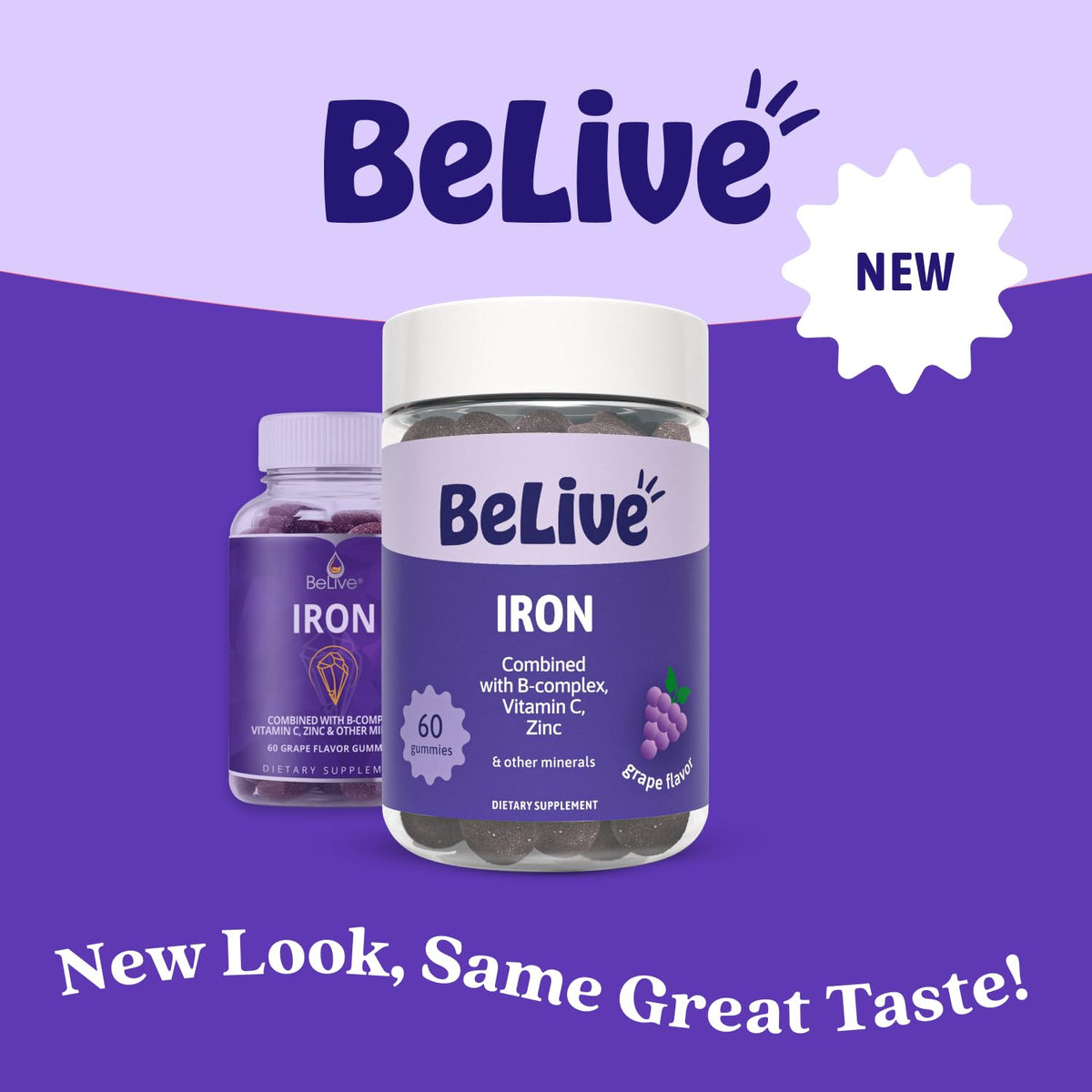 Gummies de fer BeLive, gummies dans un bol blanc