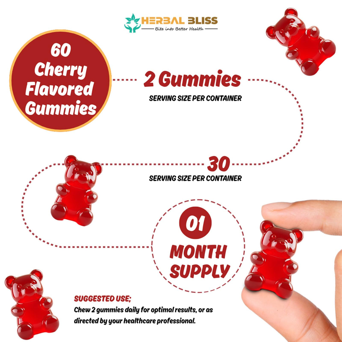 Gummies de Fer Bisglycinate Herbal Bliss 222g, détail des ingrédients