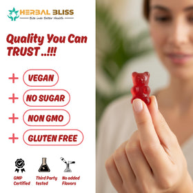 Gummies de Fer Bisglycinate Herbal Bliss 222g, présentation des gummies