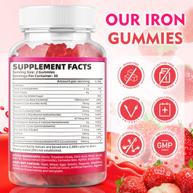 Gummies de fer BVIVLOO avec goût naturel de fraise