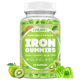 Gummies de Fer CFILIHTC 60ct saveur pomme et kiwi, vue de face
