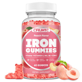 Gummies de fer CFILIHTC goût pêche, boîte de 60 gummies